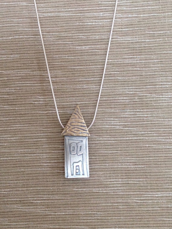 Items similar to Sterling silver house pendant; silver house necklace