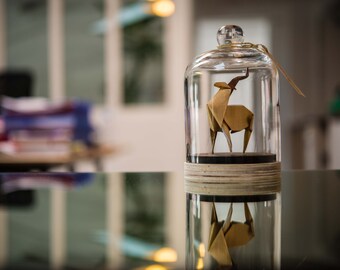 Origami Sculpture Antelope. Taxidermy. Tropical Gold Home Decor. Paper Anniversary Gift for Him. Birth Gift. Custom Gift for Her. Curiosity