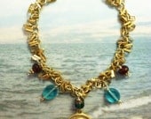 Bracelet - Sea of Galilee Mary Magdalene Charm - Czech Glass, Genuine Ruby, 18K Gold Vermeil