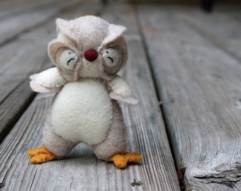 Owl Toy- Felt Owl Toy- Baby Owl -Tati Woodland Baby Owl- Handmade Tan Owl