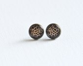 ANIMAL PRINT Stud Earrings metal brass depicting fashionable giraffe skin, Safari, Glamour, Style, Colorful, Brown, Beige, Rustic