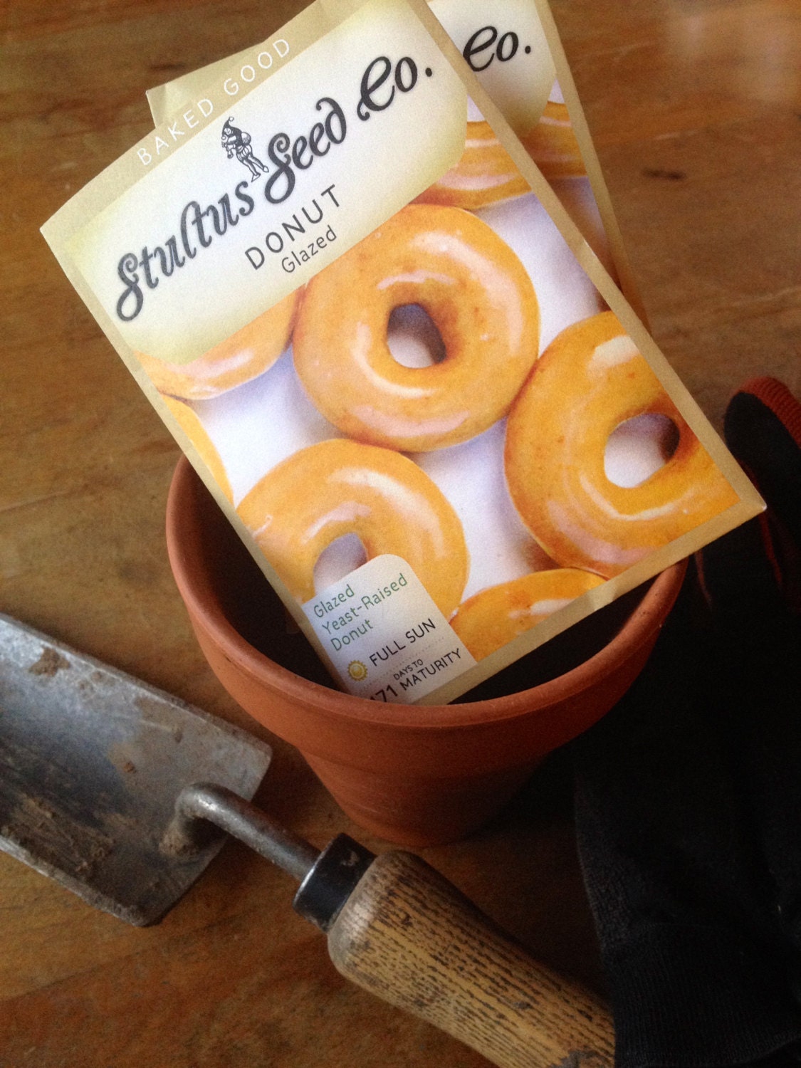 Printable seed packet for joke donut seeds