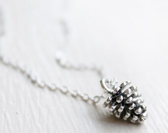 Tiny Pinecone Charm Necklace -Woodland fall leaves trees pinecone forest Charm Necklace Pendant