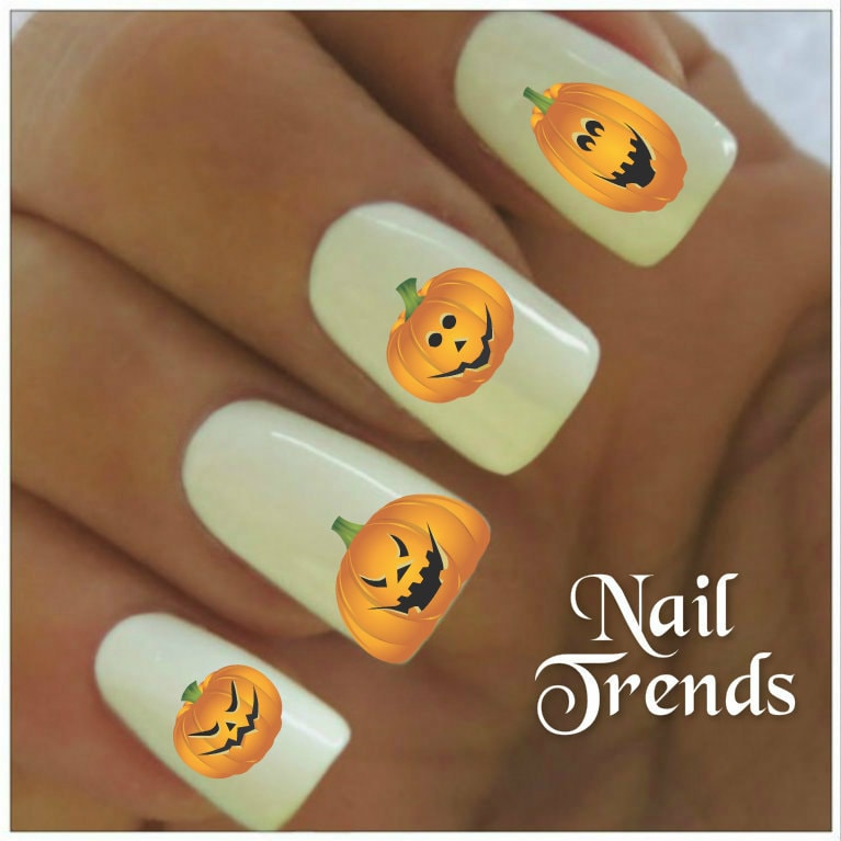 Halloween Nail Decal 20 Vinyl Adhesive Decals Pumpkin Nail