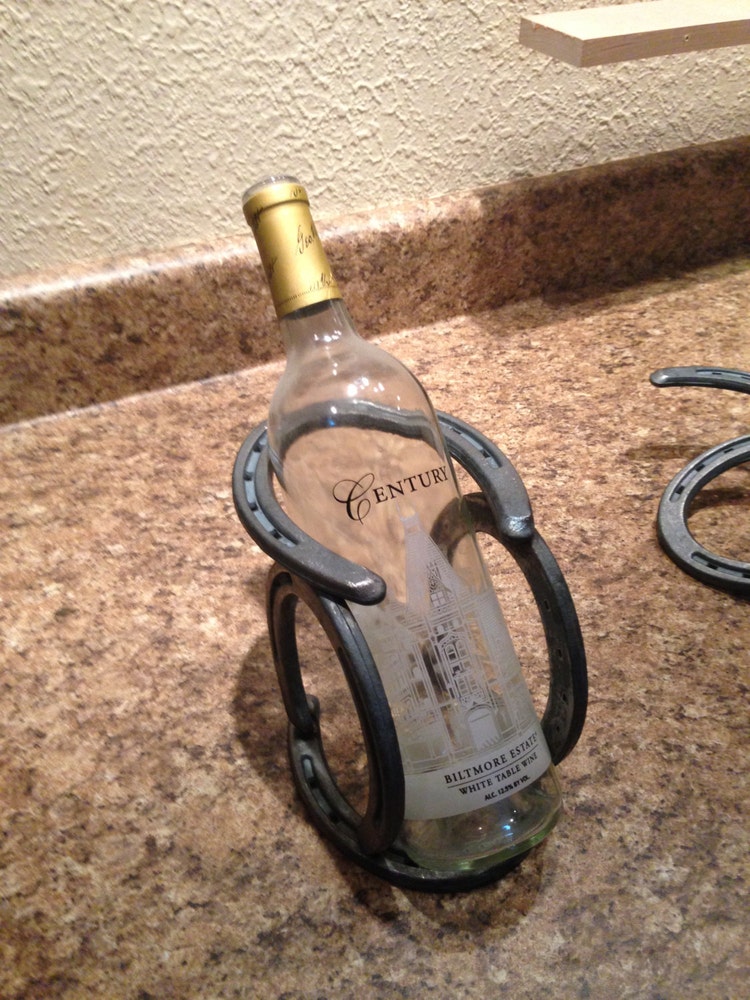 Horseshoe Wine Bottle Holder by HoofHeartedinc on Etsy