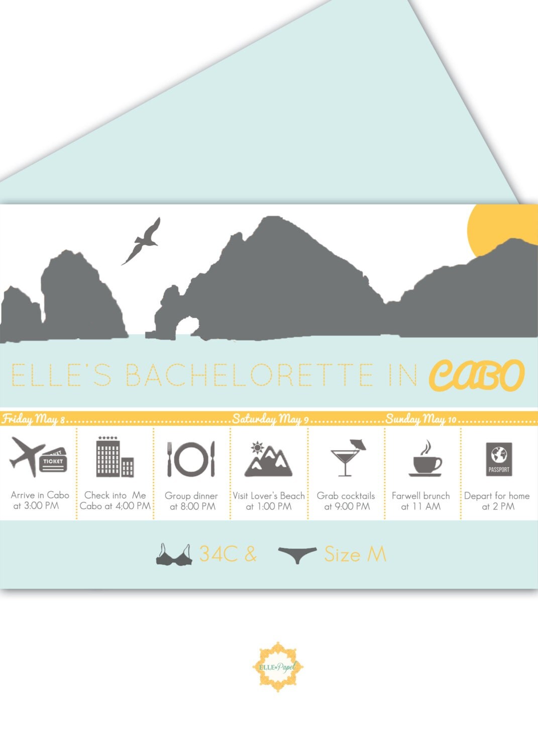 Printable Itinerary for a Bachelorette Weekend Getaway- Bachelorette Party in Cabo San Lucas