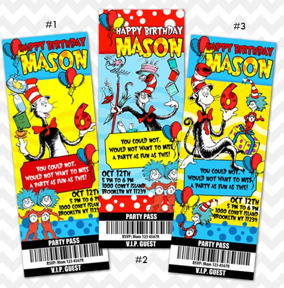 Cat in the Hat Printable Invitations Cat in the Hat by AsherPrints