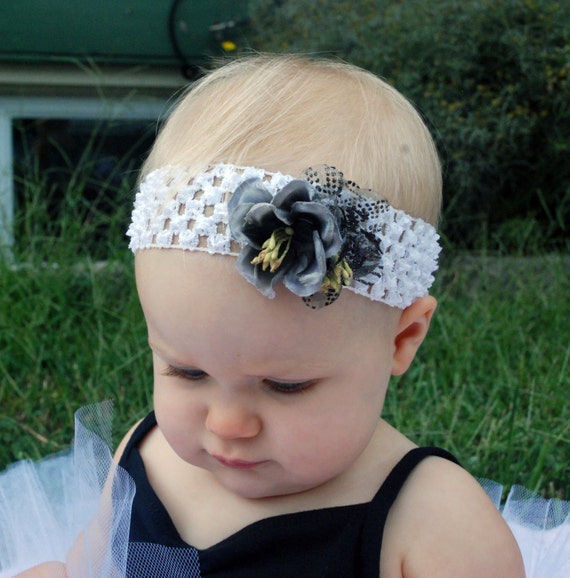 599 New baby headband for wedding 244 White Baby Headband   Wedding Headband   Newborn Headband 