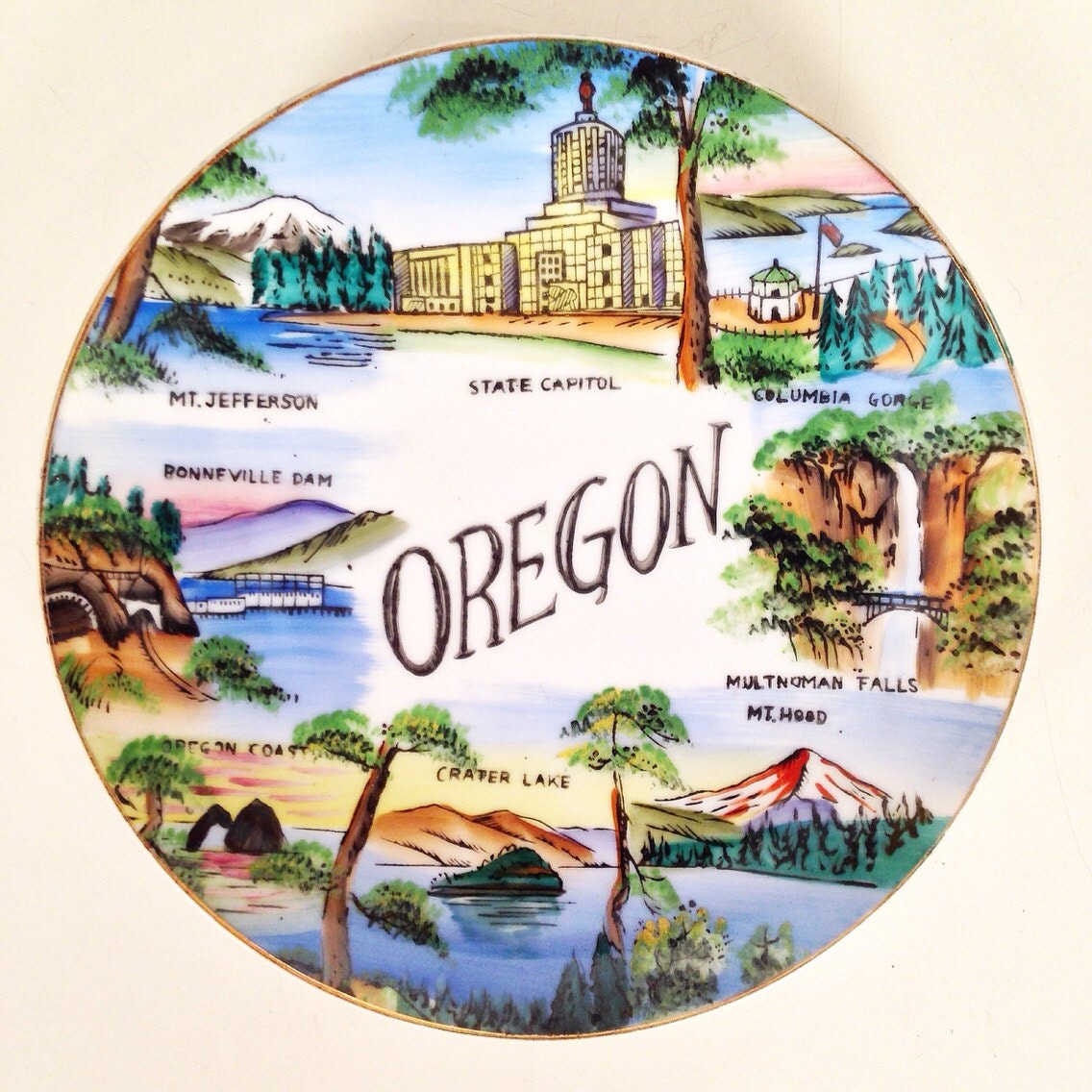 vintage souvenir plate Oregon