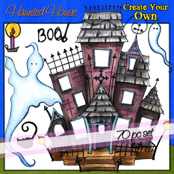 SALE! Haunted House - Create Your Own Downloadable Clip Art - Personal ...
