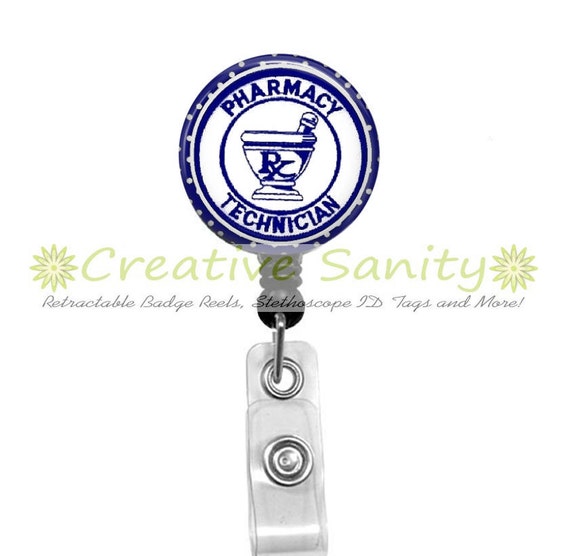 Pharmacy Tech Retractable ID Badge Holder by CreativeSanity