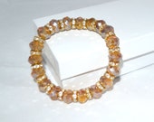 Christmas SALE Golden Crystal Bracelet Hand-Beaded Stretchy Fits All