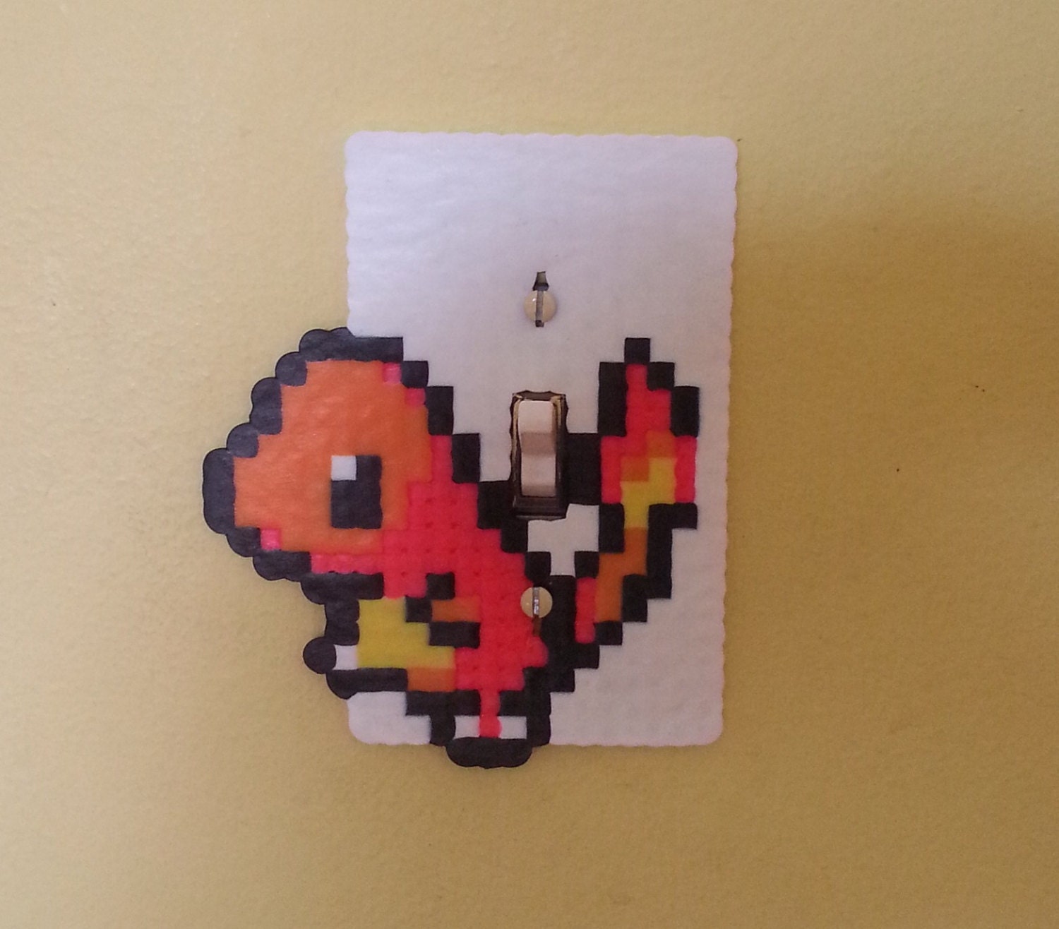 Pokemon Charmander Perler Bead Light Switch Cover Plate