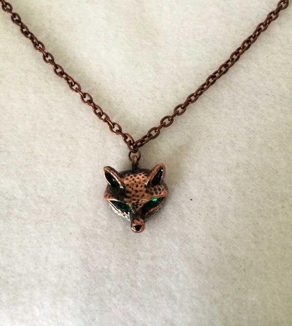 Fox Head Necklace Fairy Tale What Does the Fox Say Green