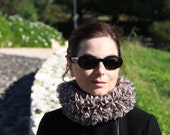 Infinity scarf ribbon organza stole, neckwarmer, wedding ribbon polka dot,  wedding and bridal dress accessory, japanese organza accessory,