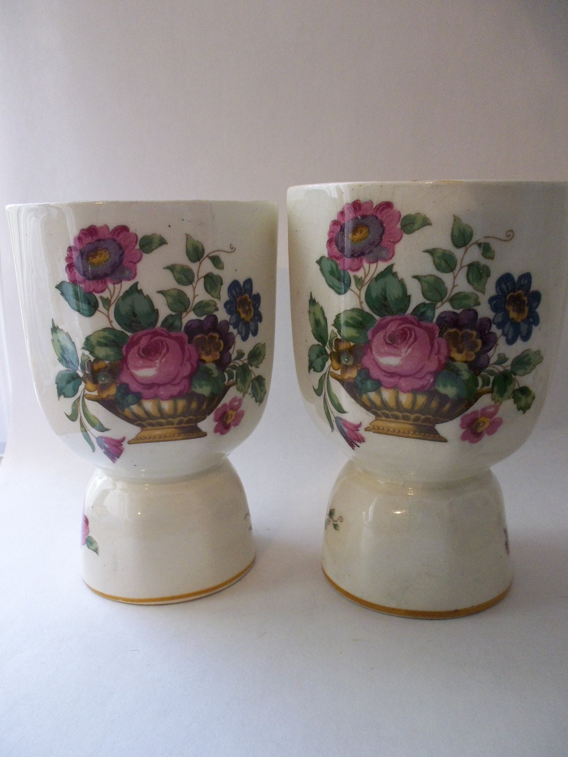 Romantic Antique Large Egg Cups/ DOUBLE EGG CUP/ Porcelain