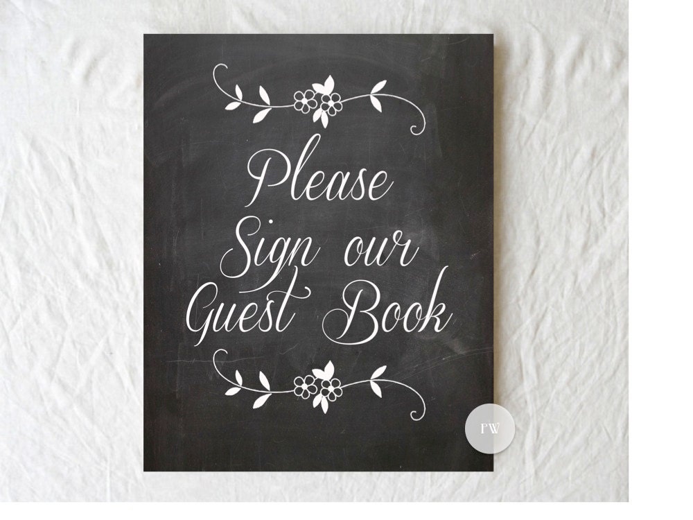 Chalkboard Wedding Guest Book Sign Chalkboard Print Instant