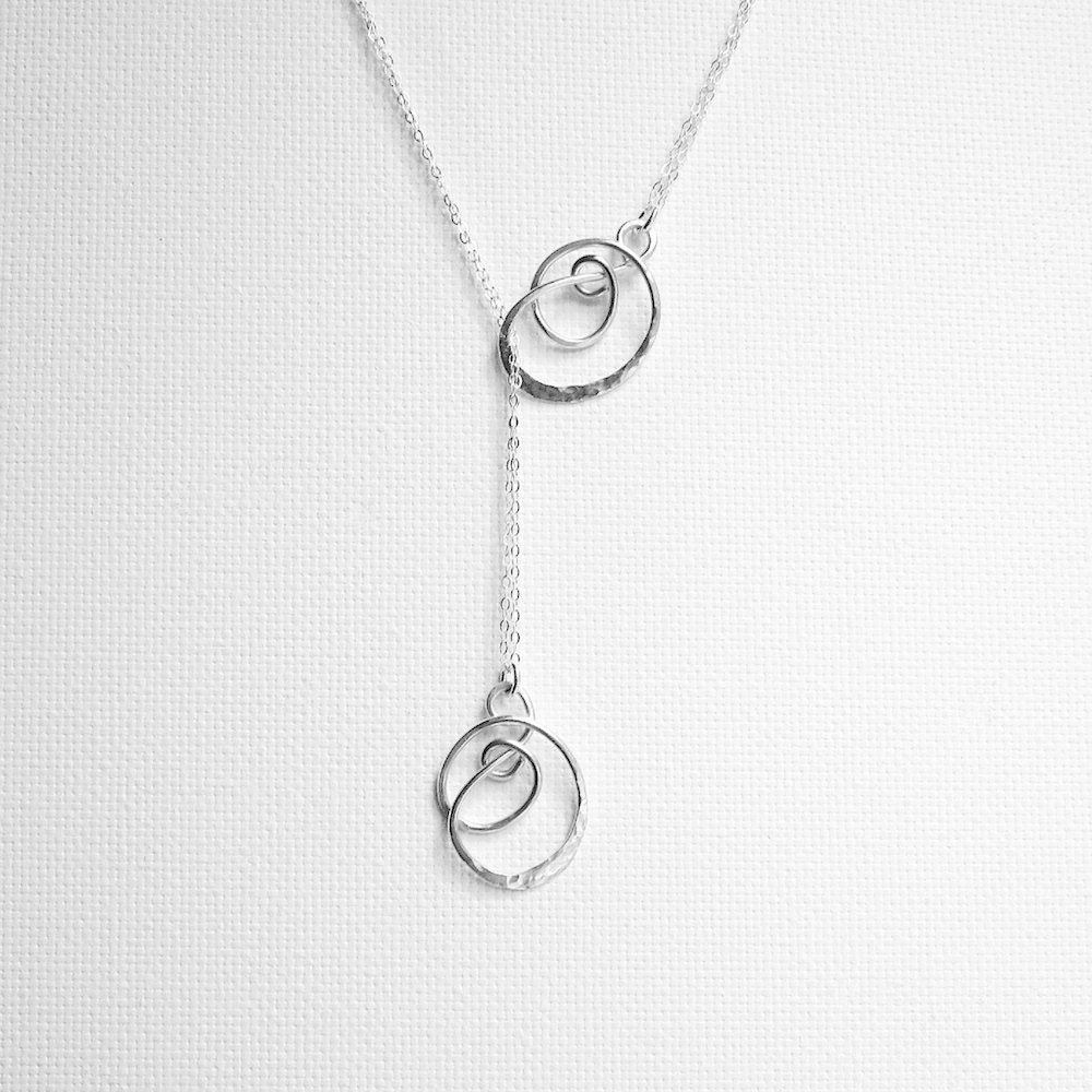 Lariat Necklace Sterling Silver Lariat Hammered Silver Necklace Silver Knotted Necklace Gold Filled Necklace Rose Gold Filled Necklace