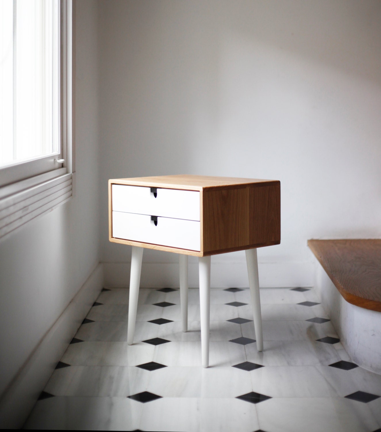 Nightstand / Bedside Table in oak MidCentury Modern Retro