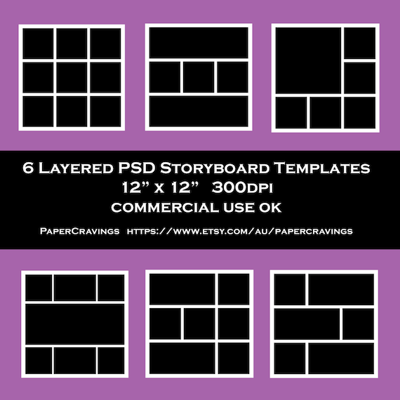 Storyboard Template 12 x 12 Photo Collage psd Commercial Photoshop Blog Board Template Photography Business Template Instant Download