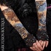 Armwarmers, Brown, Tan and Blue Tribal, Vaudeville, Cabaret, Gloves, Arm Warmers