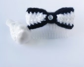 Crocheted Bow Hair Comb - Hair Bling, Fascinator, White, Black, Prom, Dress Up, Costume, Geek, Chic