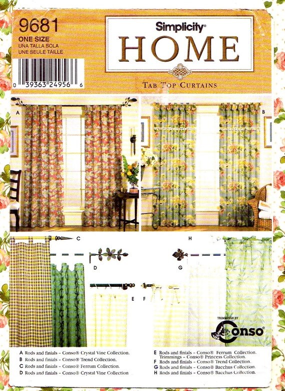 TAB TOP CURTAINS Draperies Sewing Pattern Simplicity 9681