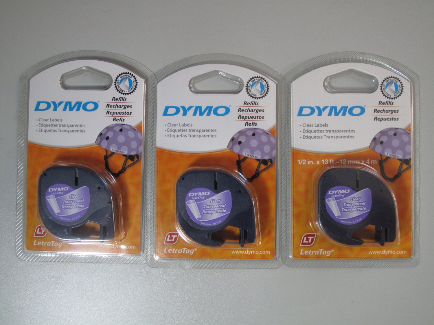 3 Pack Dymo Letratag Clear Label Maker Refills 12mm x 4mm