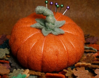 FREE SHIP Fall Pumpkin Pincushion made to order