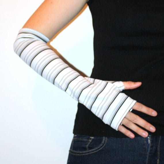 Black and White Striped Arm Warmers