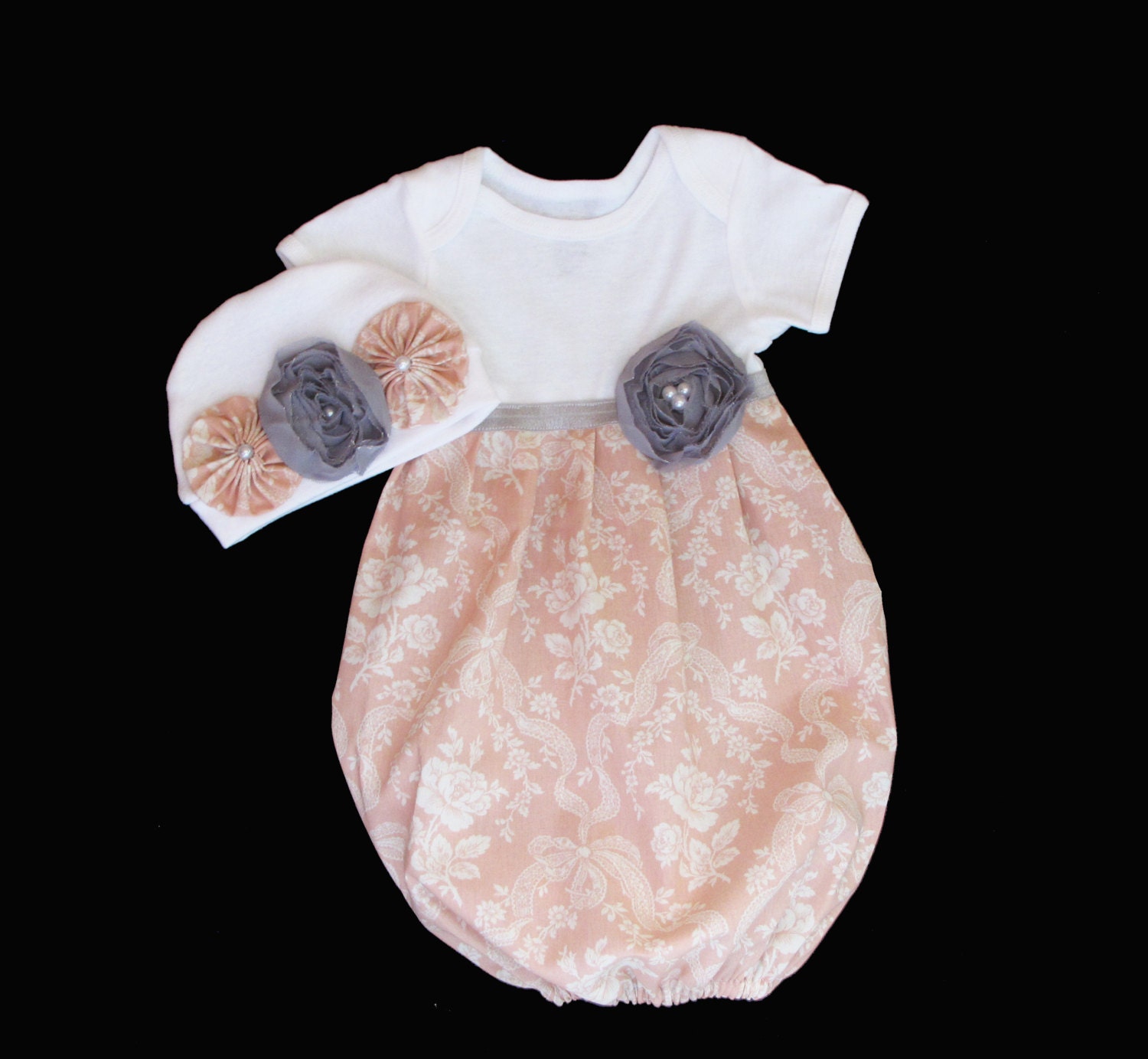 baby girls clothes shabby chic baby gown and matching hat baby girls clothes shabby chic baby gown and matching hat