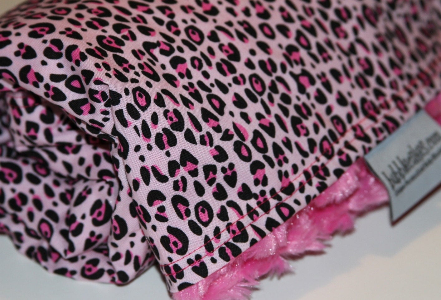 Minky Pink Cheetah Print Blanket Embroidered Baby by bubblecakes