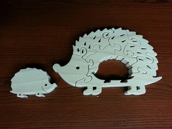 Hedgehog and Baby Hoglet - Childrens Wood Puzzle Game - New Toy - Hand-Made - Child-Safe