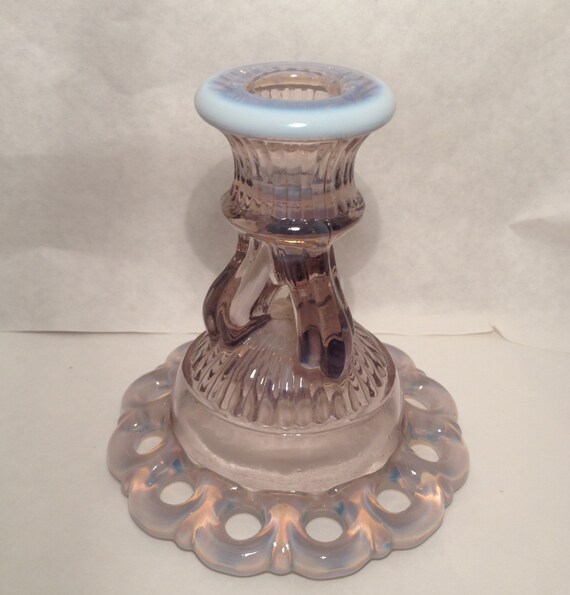 Vintage Purple Glass Candle Holder by circlegetsthesquare on Etsy