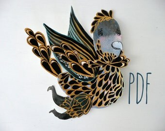 Flying Running Bird PDF Articulated Paper Doll / Hinged Beasts Series