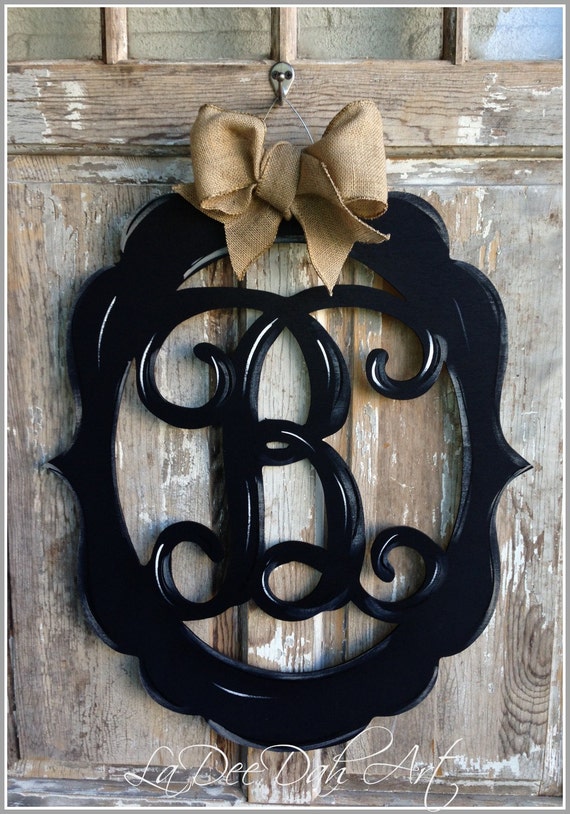 Monogram Door Decor Vintage Modern Distressed Burlap   Il 570xN.603732300 3def 