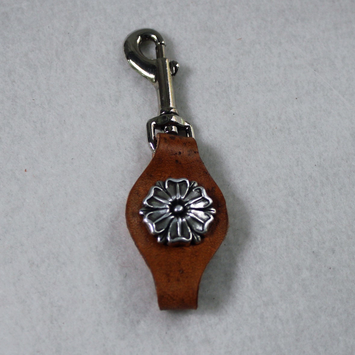 Leather Pocket Watch Fob Large Flower