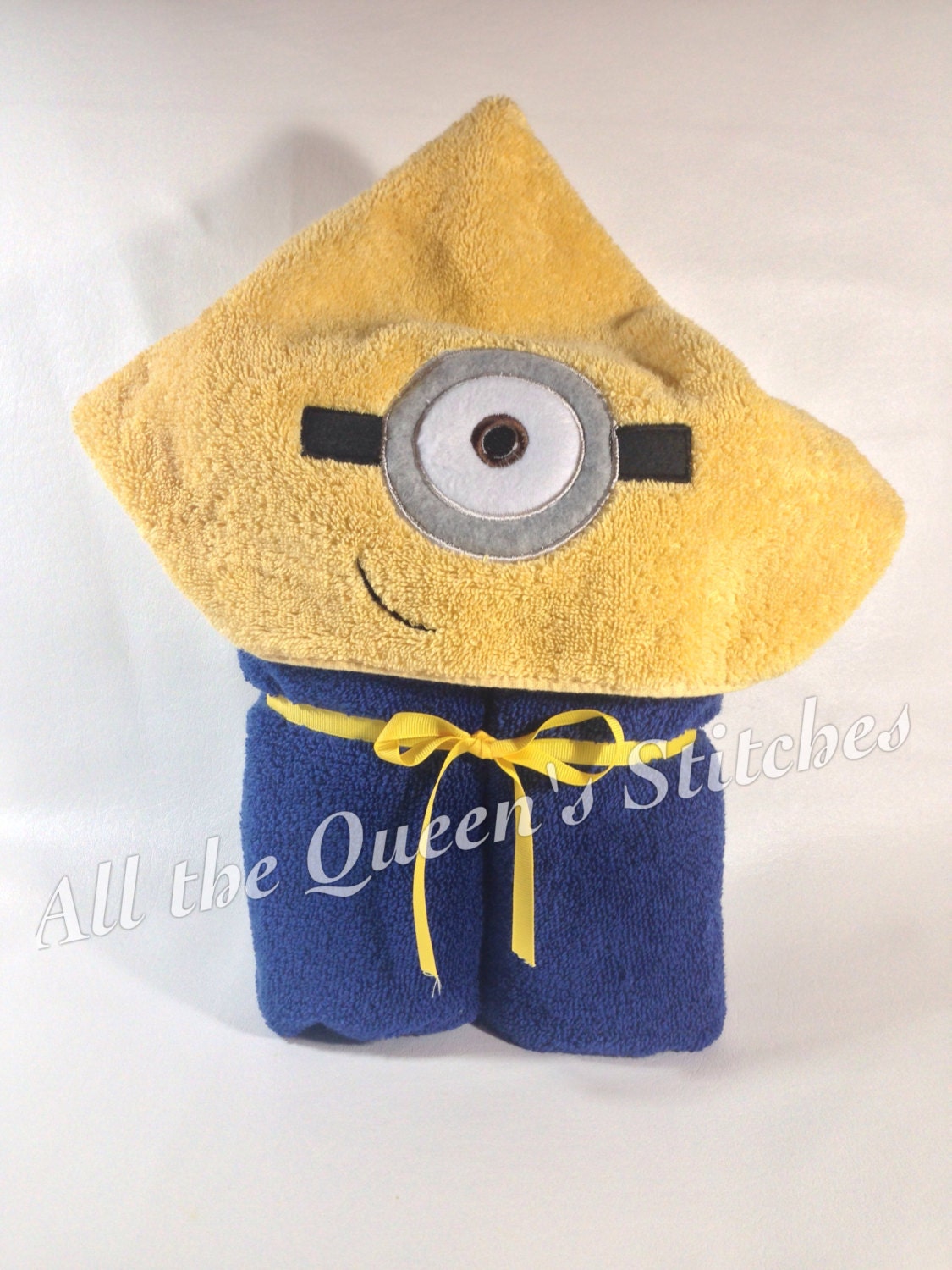 One-Eyed Minion Hooded Towel with Applique by AllTheQueensStitches