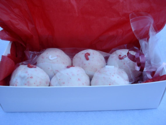 Cake Balls: Candy Crush Candy Cane Cake Bitty Bites. Christmas Gift. Cake pop/candy cake truffle