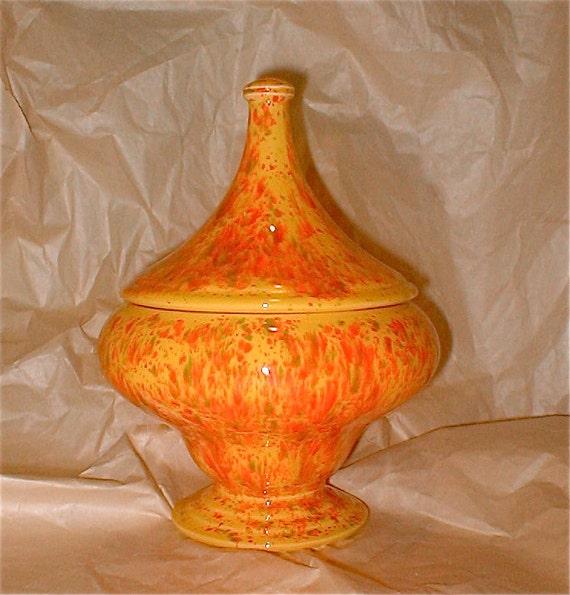 Modern Ceramic Splatter Glaze candy Dish Covered Vase