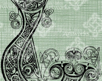 Digital Download Celtic Illumination Letter L, digi stamp, digis, St Patricks Day, Ornate digital collage sheet, Animal Inspired