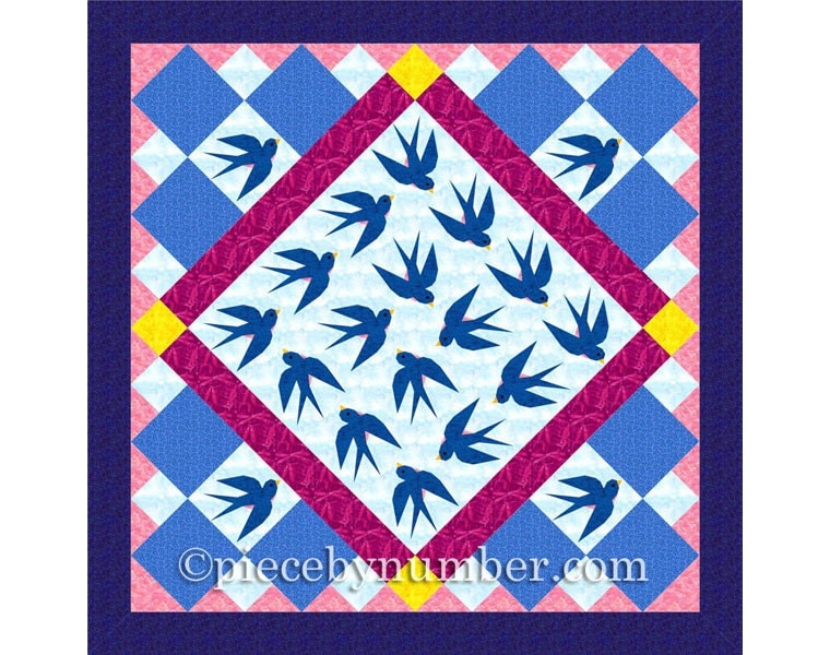 Swallow bird quilt block pattern blue bird quilt pattern