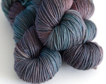 Charybdis - Hand Dyed Yarn - Worsted Weight - Superwash Merino Wool - Sea Green and Brown - Greek Mythology