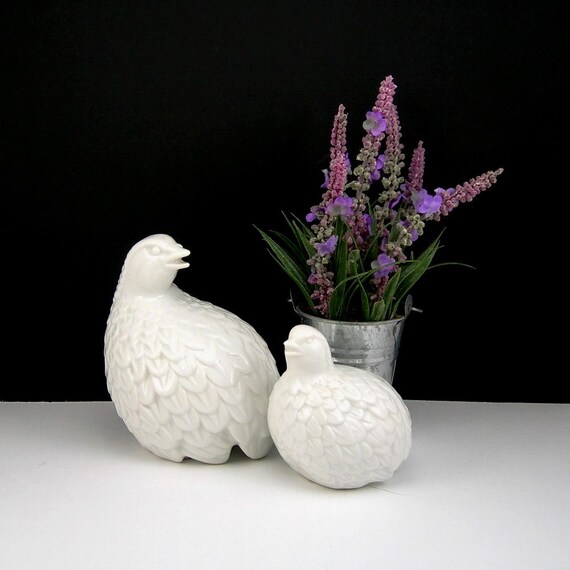 Bobwhite Quail Figurines Homco Japan c1970s 2 White