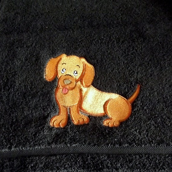 Dachshund Dog Embroidered Bath Towel