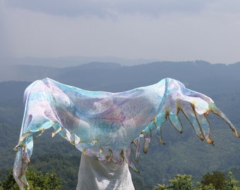 Blueberry Brulee ... hand painted silk belly dance veil