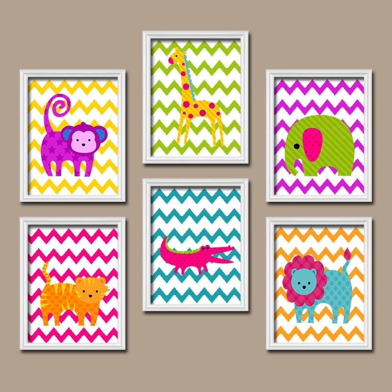 Jungle Wall Art Baby Girl Nursery Wall Art Girl Bedroom