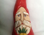 Hand Carved Cypress Knee Santa With Pineapple, Primitive Folk Art