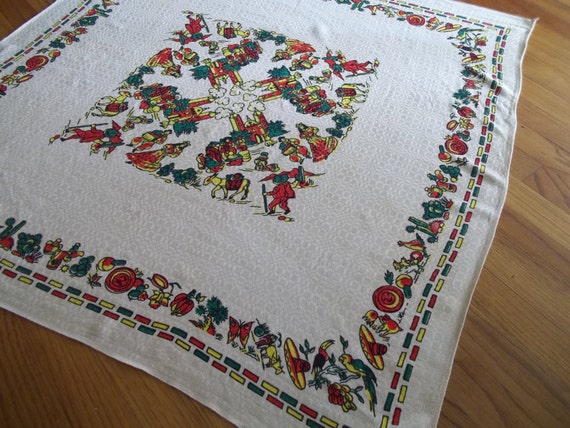 Vintage Mexican Folk Art Tablecloth