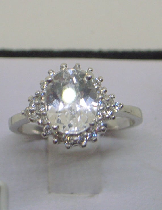 Vintage White Sapphire Ring White Sapphire Solitaire